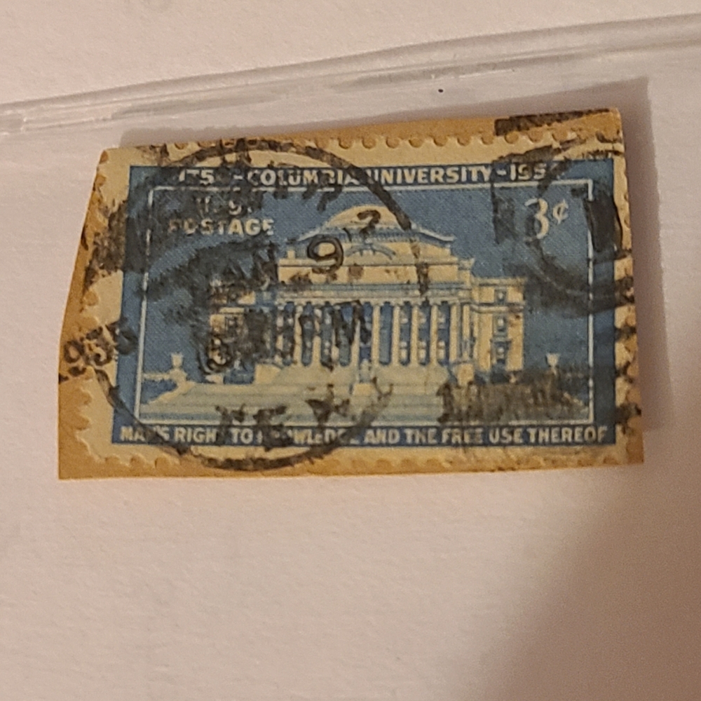 Unique Vintage Columbia University Stamp - Blue and Tan - Picture 2 of 5